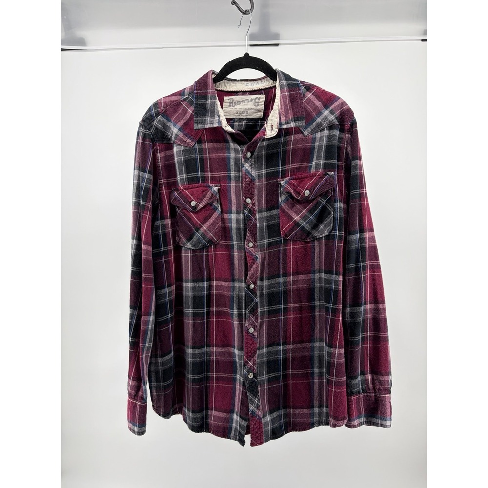 Roebuck And Co. Plaid Flannel, Long Sleeve, Pearl Snap‎ Shirt Size X-Large